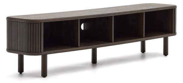 Tmavě hnědý TV stolek v dekoru jasanu 200x50 cm Mailen – Kave Home