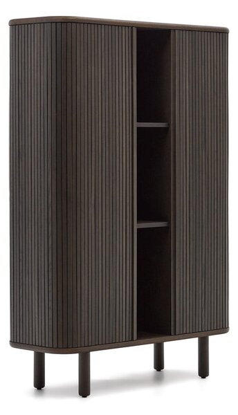 Tmavě hnědá skříň v dekoru jasanu s posuvnými dveřmi 110x160x40 cm Mailen – Kave Home