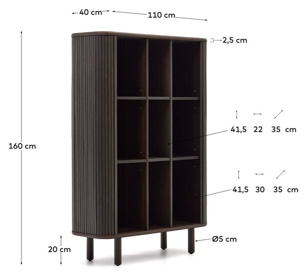 Tmavě hnědá skříň v dekoru jasanu s posuvnými dveřmi 110x160x40 cm Mailen – Kave Home