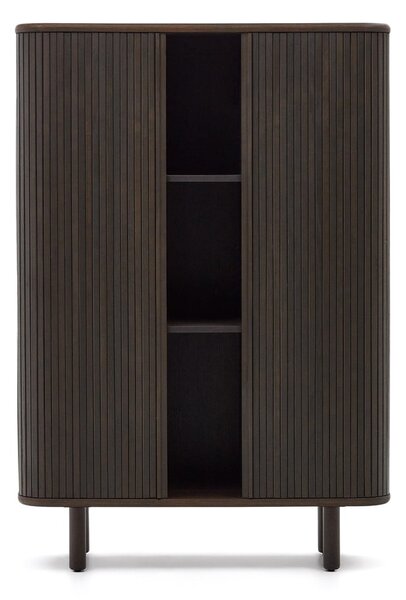 Tmavě hnědá skříň v dekoru jasanu s posuvnými dveřmi 110x160x40 cm Mailen – Kave Home