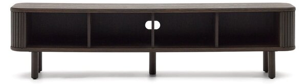 Tmavě hnědý TV stolek v dekoru jasanu 200x50 cm Mailen – Kave Home