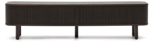 Tmavě hnědý TV stolek v dekoru jasanu 200x50 cm Mailen – Kave Home