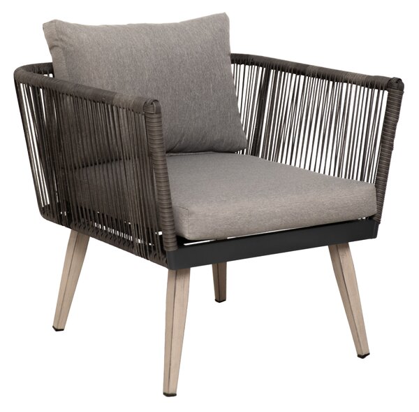 Furnigo Ratanový set Granada - antracit/šedé podušky