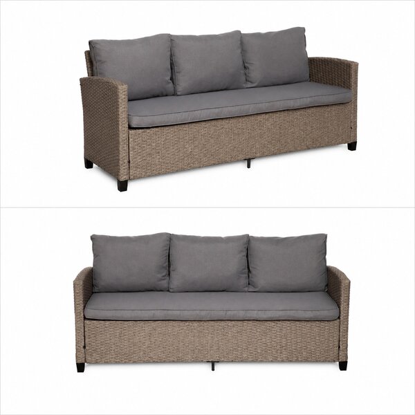 Furnigo Ratanový set Cordoba - krémový/sivé podušky