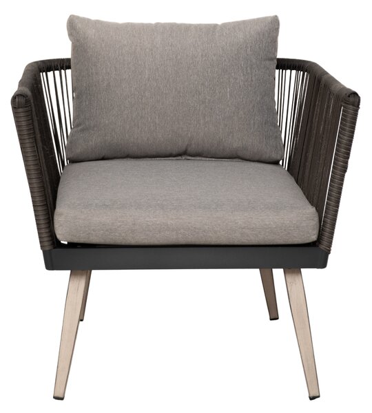 Furnigo Ratanový set Granada - antracit/šedé podušky