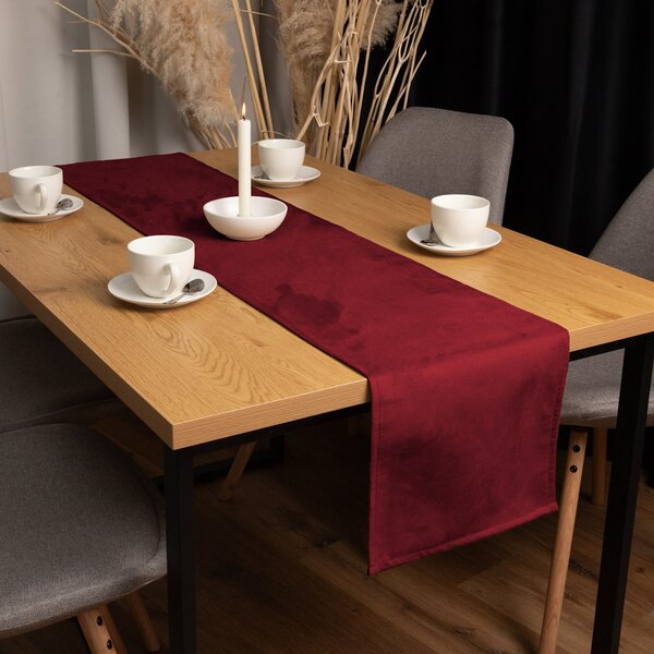 Biante Běhoun na stůl/imitace broušené kůže Alcantara ALC-018 Vínově červený 20x120 cm