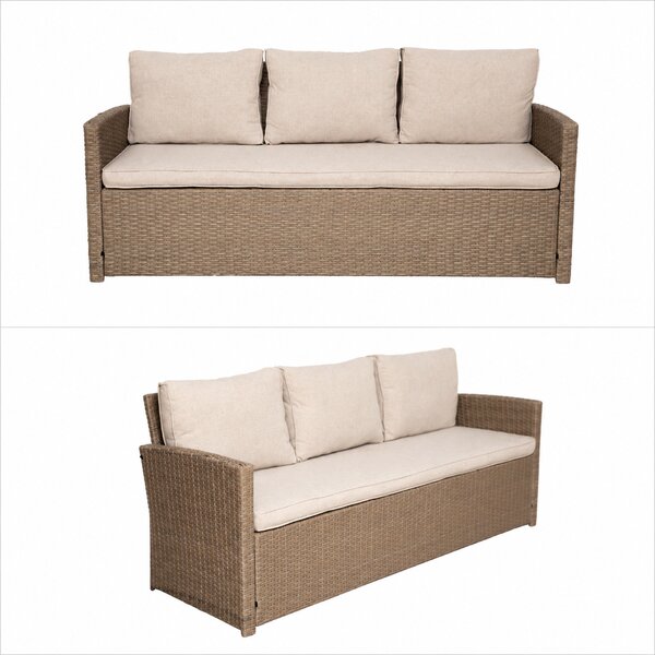 Furnigo Ratanový set Sevilla - béžový/béžové polštáře