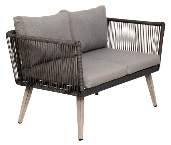 Furnigo Ratanový set Granada - antracit/šedé podušky