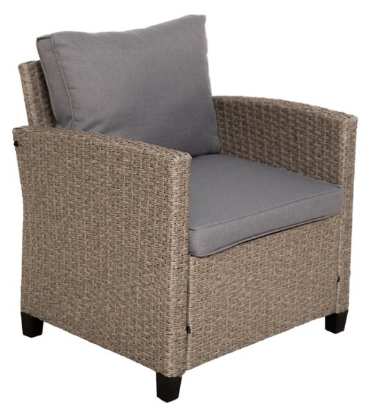 Furnigo Ratanový set Cordoba - krémový/sivé podušky