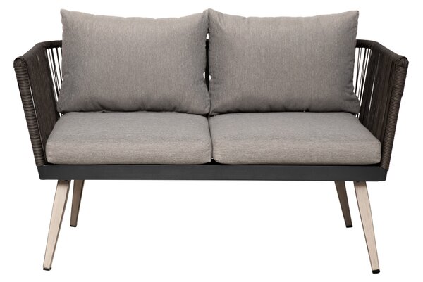 Furnigo Ratanový set Granada - antracit/šedé podušky
