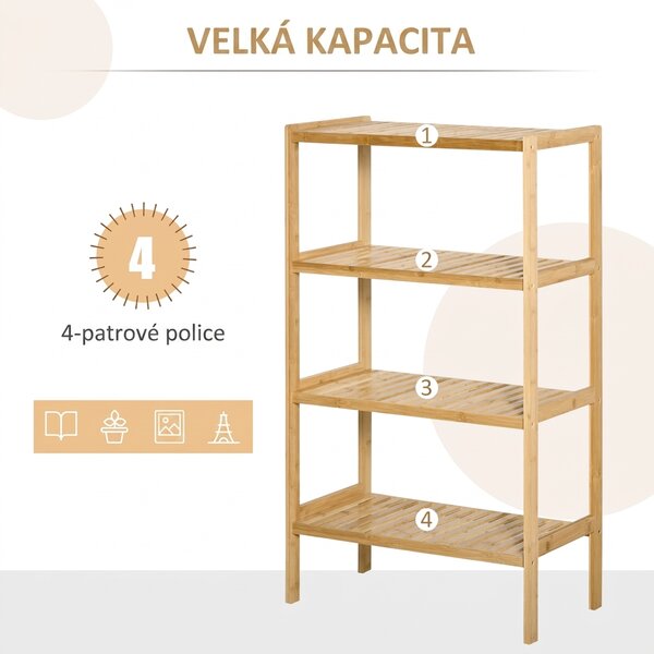 Bambusový regál 4 police 62 x 33 x 112 cm 838-205