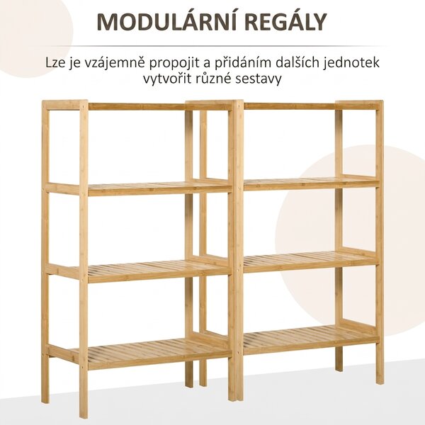 Bambusový regál 4 police 62 x 33 x 112 cm 838-205