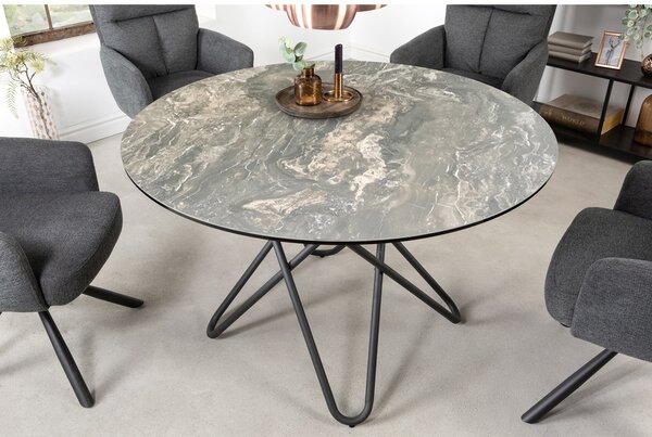 Massive home | Kulatý jídelní stůl Circular 120 cm keramika kamenný dekor