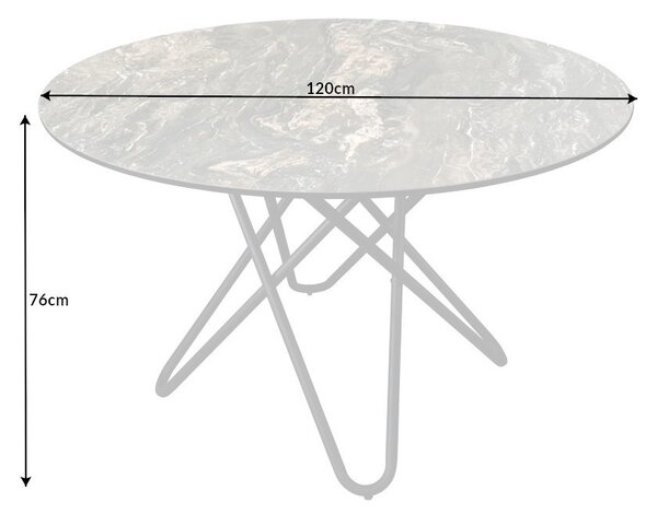 Massive home | Kulatý jídelní stůl Circular 120 cm keramika kamenný dekor