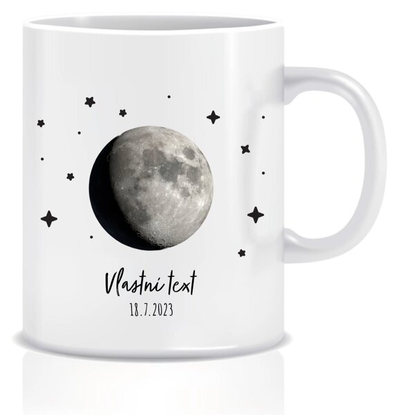 Personalizovaný klasický bílý keramický hrníček 300 ml s měsíční fází