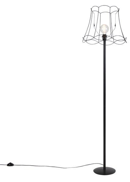 Stojací lampa černá s stínítkem Granny Frame černým 45 cm - Simplo
