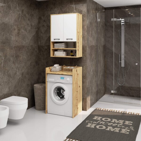 Koupelnová skříňka FIN H934 W64 2D 1P dub artisan / bílá