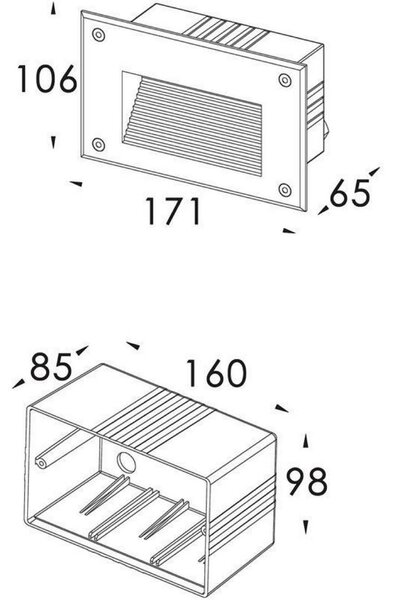 IMPR 100238 Nástěnné zápustné svítidlo LED Side 3 stříbrná LED RGB - DEKOLIGHT