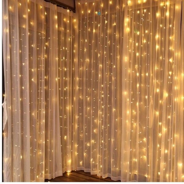 LED vánoční závěs 1,5m x 1,5m, venkovní, teplé světlo, 150 LED, 3,6W, do zásuvky, 8 režimů