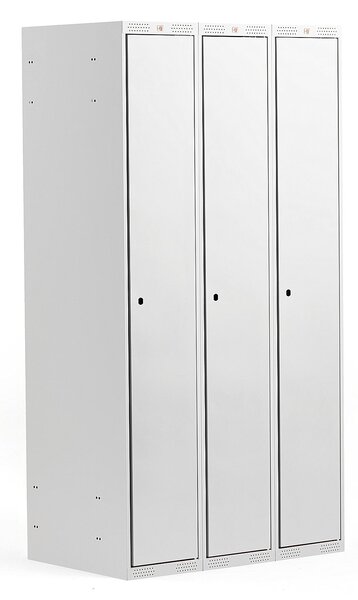 AJ Produkty Šatní skříňka CLASSIC, 3 sekce, 1740x900x550 mm, šedá, šedé dveře