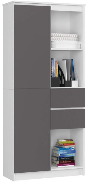 Ak furniture Knihovna R 80 cm CLP R15 bílá/grafitová