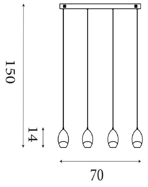 Searchlight 11140-4LT Stmívatelné LED svítidlo SEEDS oválná CHAMPAGNE skla
