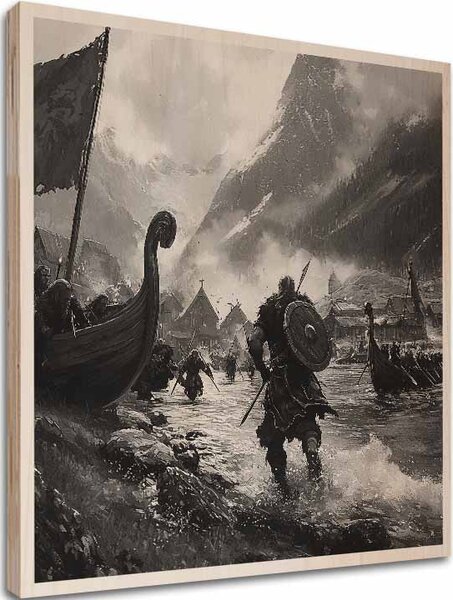 Obraz na dřevě - Příjezd Vikingů