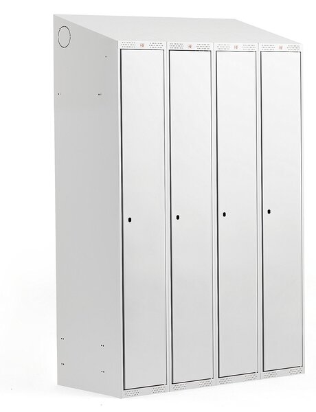 AJ Produkty Šatní skříňka CLASSIC, šikmá střecha, 4 sekce, 1900x1200x550 mm, šedá, šedé dveře