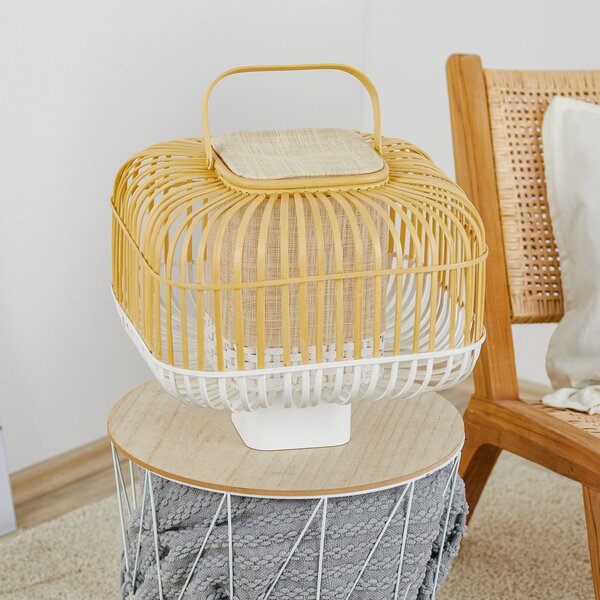 Stolní lampa Forestier, Bamboo Square S, Bílá, Obývací pokoj, Bambus, Design