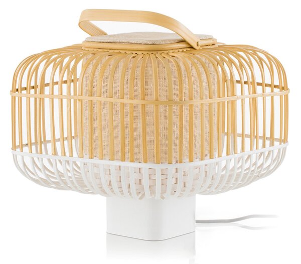 Stolní lampa Forestier, Bamboo Square S, Bílá, Obývací pokoj, Bambus, Design