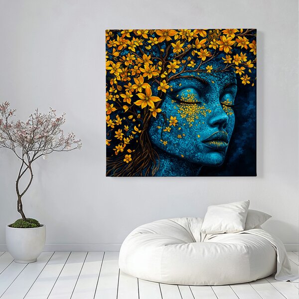 Obraz na plátně - Strom života Zlatavá snící Tereen FeelHappy.cz Velikost obrazu (šířka x výška): 40 x 40 cm