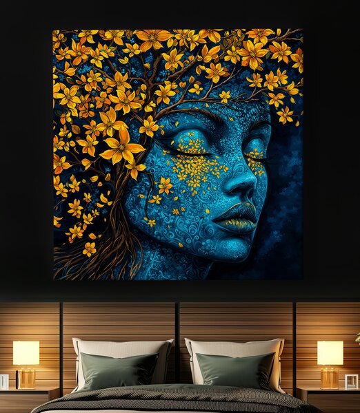 Obraz na plátně - Strom života Zlatavá snící Tereen FeelHappy.cz Velikost obrazu (šířka x výška): 40 x 40 cm