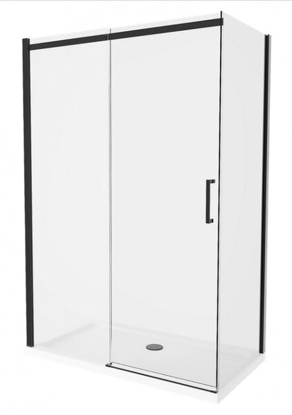 ORESTE COMBI 160x90 BLACK Clear Sprchová zástěna s posuvnými dveřmi