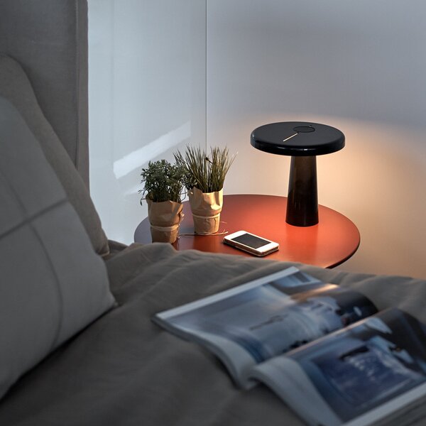 Stolní lampa Martinelli Luce, Hoop, Černá, Pracovna, Plast, Design