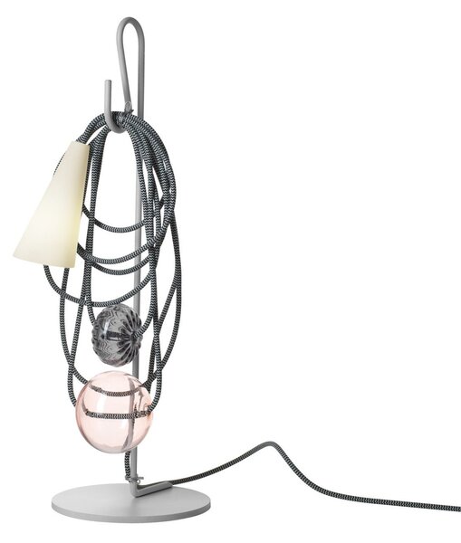 Stolní lampa Foscarini, Filo, Šedá, Obývací pokoj, Kov, Design