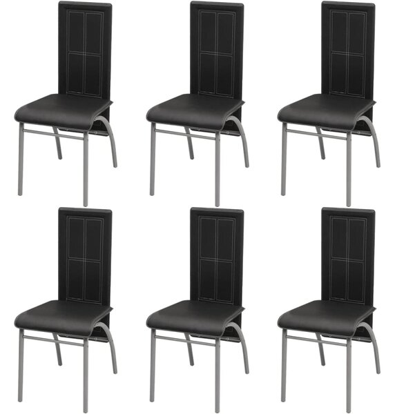 Jídelní židle 6 ks černé umělá kůže