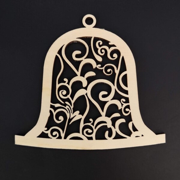 AMADEA Dřevěná ozdoba zvonek s ornamentem 9 cm