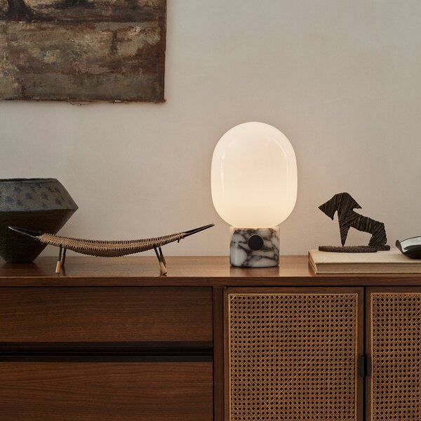 Stolní lampa Audo Copenhagen, JWDA, stmívatelné, Bílá, Obývací pokoj, Sklo, Design