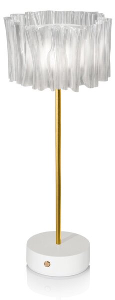 Stolní lampa Slamp, Accordéon Battery, stmívatelné, Transparentní, Obývací pokoj, Kov, Design