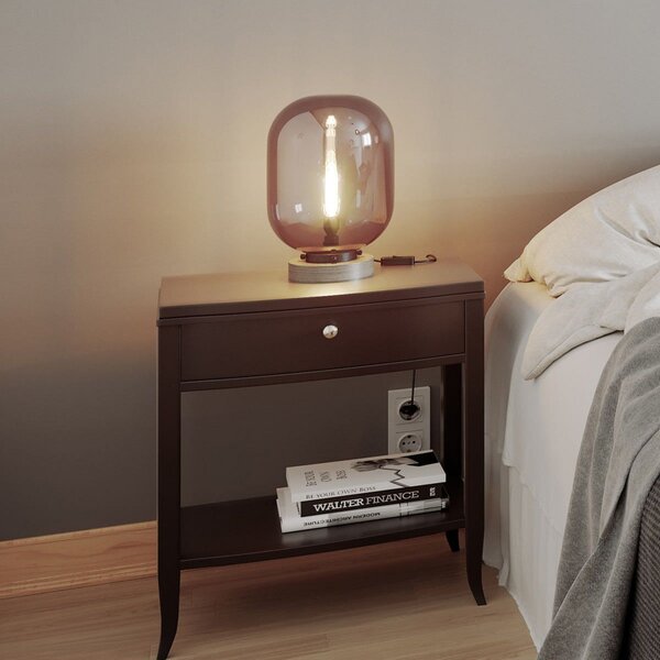Stolní lampa By Rydéns, Leola, Šedá, Obývací pokoj, Sklo
