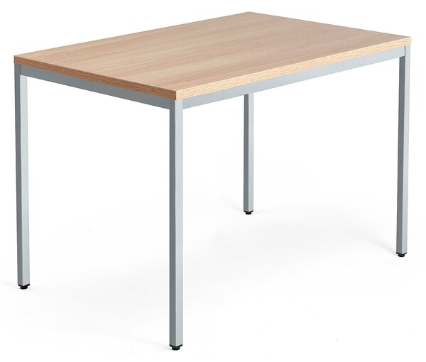 AJ Produkty Psací stůl QBUS, 4 nohy, 1200x800 mm, stříbrný rám, dub