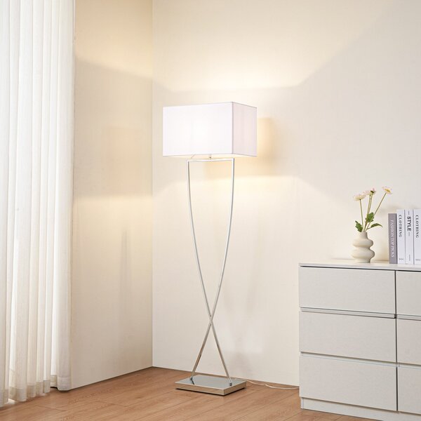 Stojací Lampa Lucande, Evaine, Bílá, Obývací pokoj, Kov, Moderní