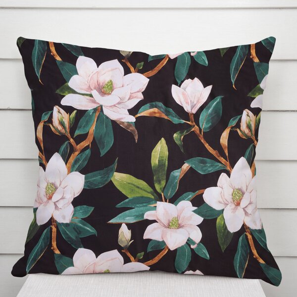 Biante Bavlněný povlak na polštář Sandra SA-300 Květy magnolie na černém 30 x 50 cm