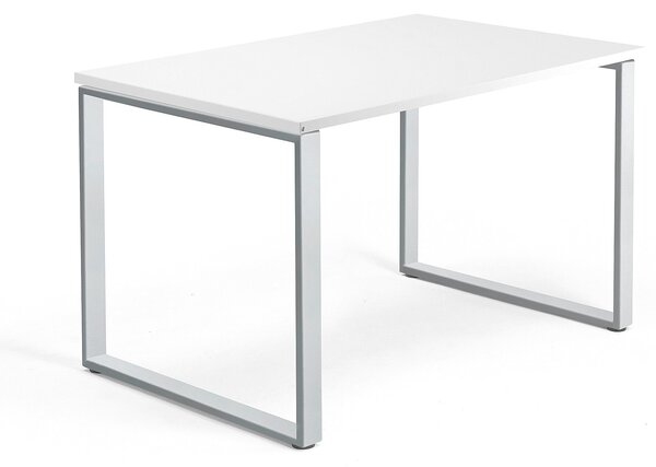 AJ Produkty Psací stůl QBUS, O-podnož, 1200x800 mm, stříbrný rám, bílá