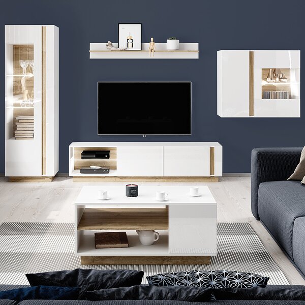 ARCO | vysoká vitrína 60 | 60 cm | bílá mat/lesk/dub grandson