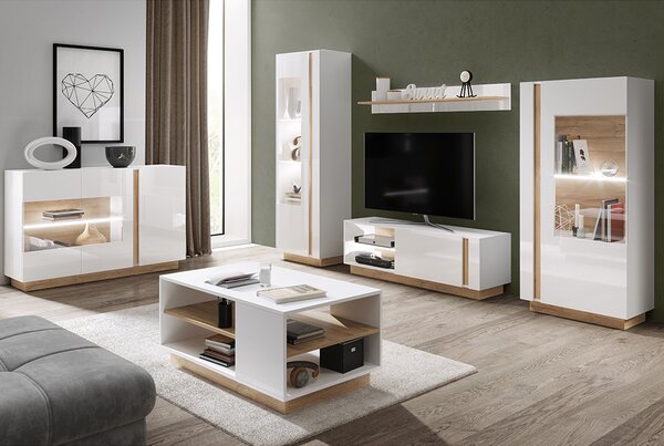 ARCO | vysoká vitrína 60 | 60 cm | bílá mat/lesk/dub grandson