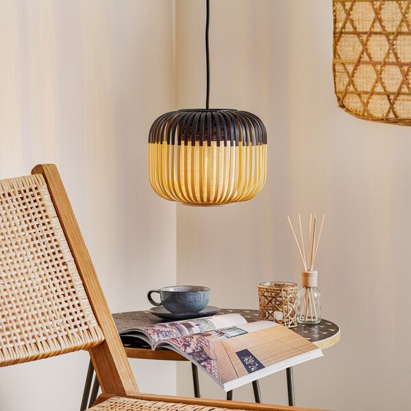 Závěsná svítidlo Forestier, Bamboo Light XS, stmívatelné, Černá, Obývací pokoj, Bambus, Design
