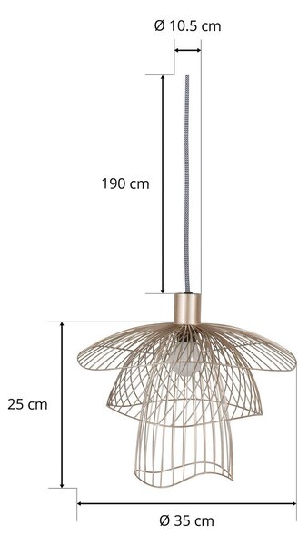 Závěsná svítidlo Forestier, Papillon XS, stmívatelné, Béžová, Obývací pokoj, Kov, Design