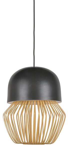 Závěsná svítidlo Forestier, Anemos, stmívatelné, Černá, Obývací pokoj, Bambus, Design