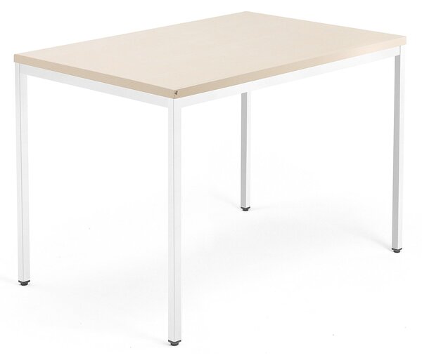 AJ Produkty Psací stůl QBUS, 4 nohy, 1200x800 mm, bílý rám, bříza